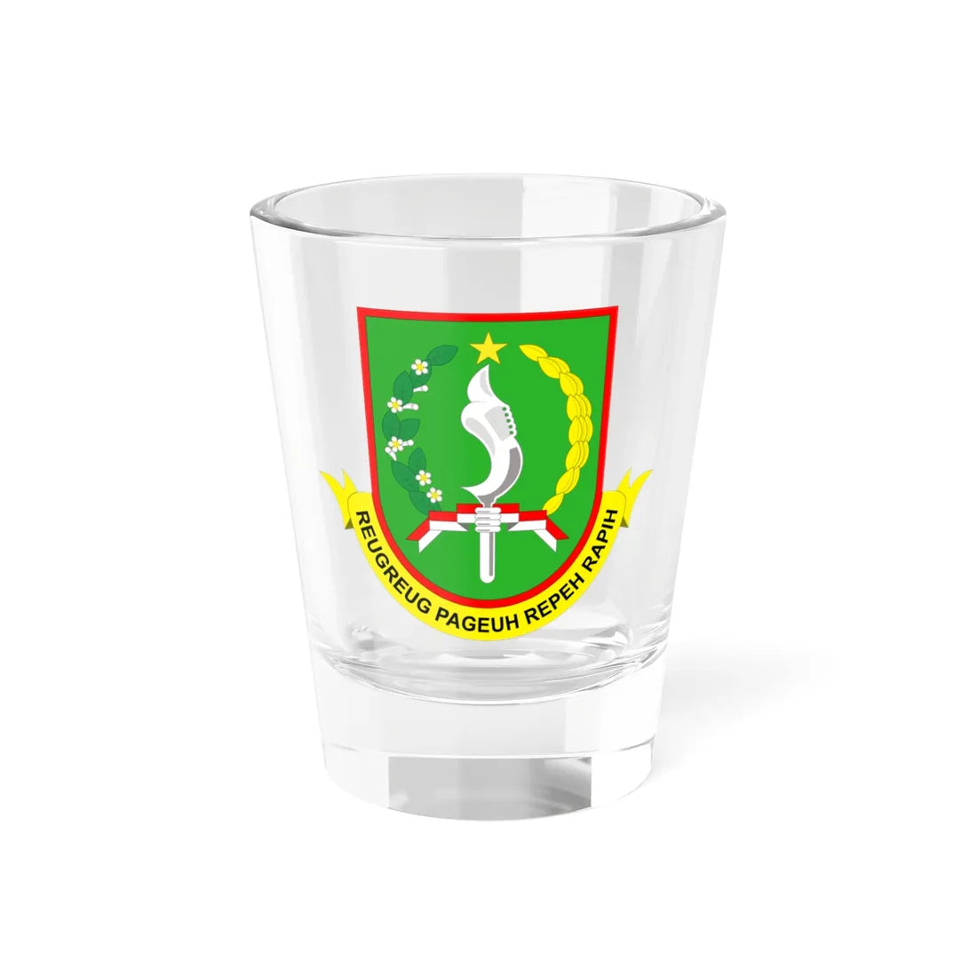Lambang Kota Sukabumi Vektor (Indonesia) (Coat of Arms) Shot Glass 1.5oz 1.5oz - Go Mug Yourself