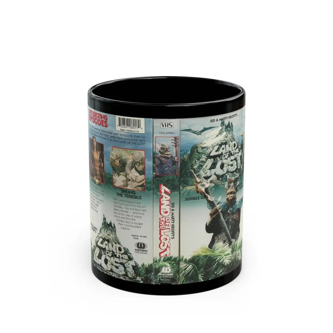 LAND OF THE LOST JUNGLE GIRL AND SHUNG THE TERRIBLE (VHS COVER) - Black Coffee Mug 11oz - Go Mug Yourself