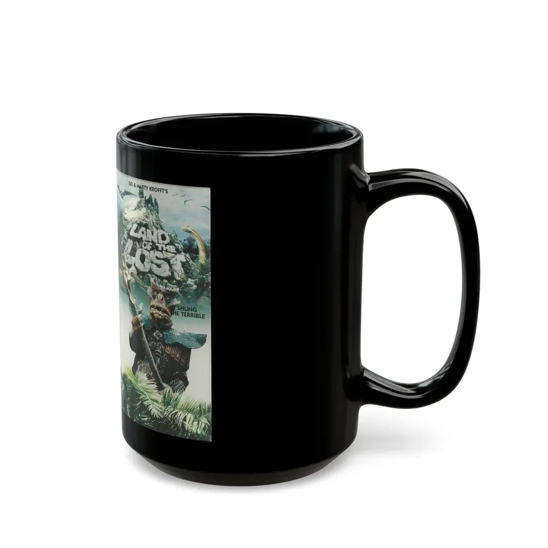 LAND OF THE LOST JUNGLE GIRL AND SHUNG THE TERRIBLE (VHS COVER) - Black Coffee Mug - Go Mug Yourself