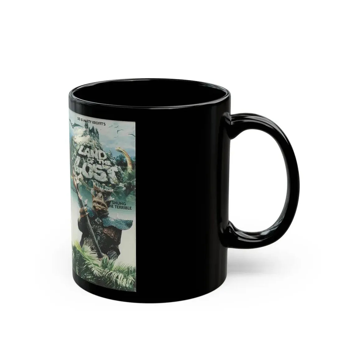 LAND OF THE LOST JUNGLE GIRL AND SHUNG THE TERRIBLE (VHS COVER) - Black Coffee Mug - Go Mug Yourself