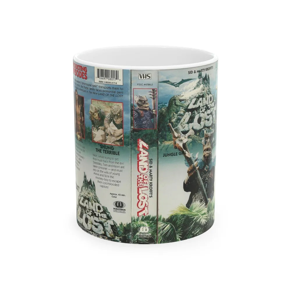 LAND OF THE LOST JUNGLE GIRL AND SHUNG THE TERRIBLE (VHS COVER) - White Coffee Mug-11oz-Go Mug Yourself