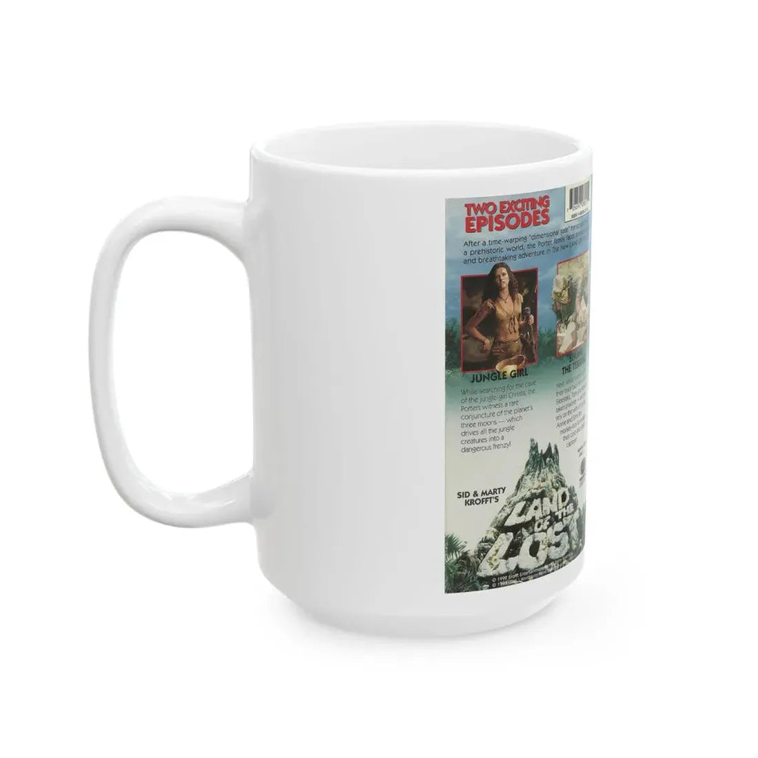LAND OF THE LOST JUNGLE GIRL AND SHUNG THE TERRIBLE (VHS COVER) - White Coffee Mug - Go Mug Yourself