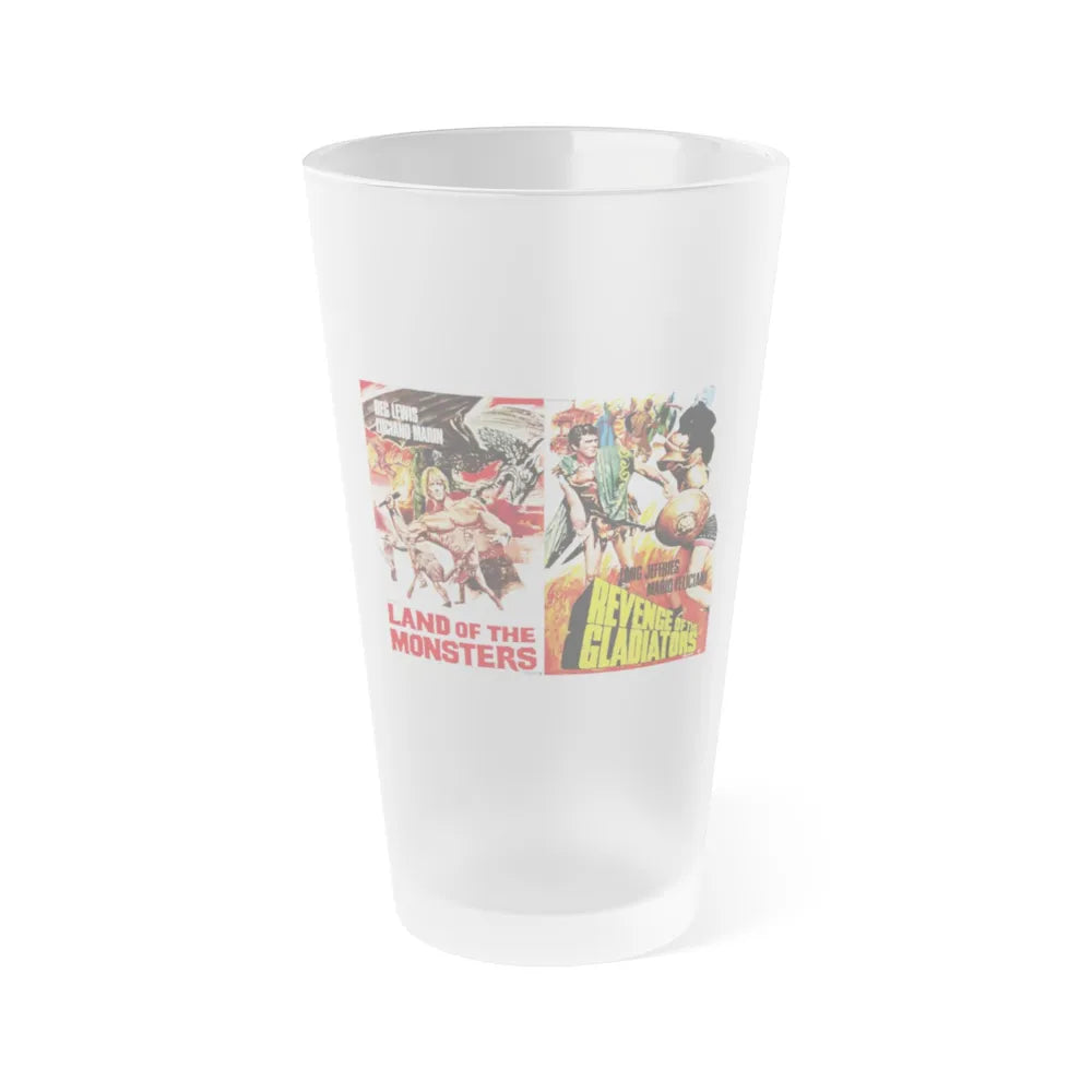 LAND OF THE MONSTERS + REVENGE OF THE GLADIATORS 1962 Movie Poster - Frosted Pint Glass 16oz-16oz-Frosted-Go Mug Yourself