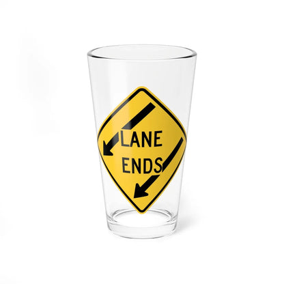 LANE enn 4 MUTCD-DE W9-2-L-DE (Delaware) (Road Sign) Pint Glass 16oz 16oz - Go Mug Yourself