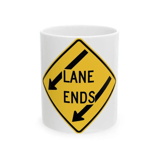 LANE enn 4 MUTCD-DE W9-2-L-DE (Delaware) (Road Sign) White Coffee Mug 11oz - Go Mug Yourself