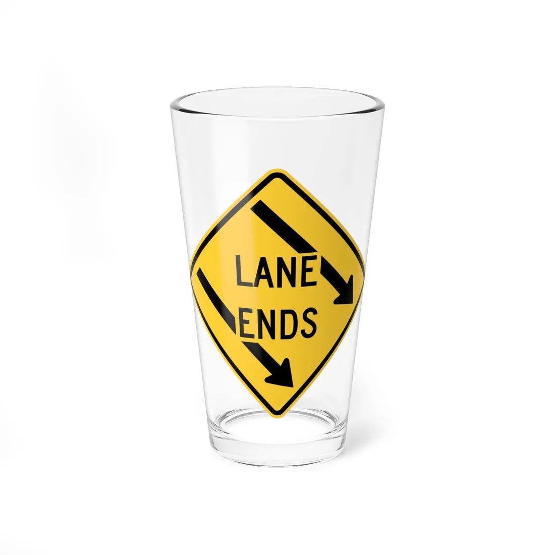 LANE enos N MUTCD-DE W9-2-R-DE (Delaware) (Road Sign) Pint Glass 16oz 16oz - Go Mug Yourself