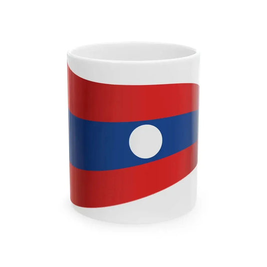 Laos Flag - iconic waving (Laos) White Coffee Mug 11oz - Go Mug Yourself
