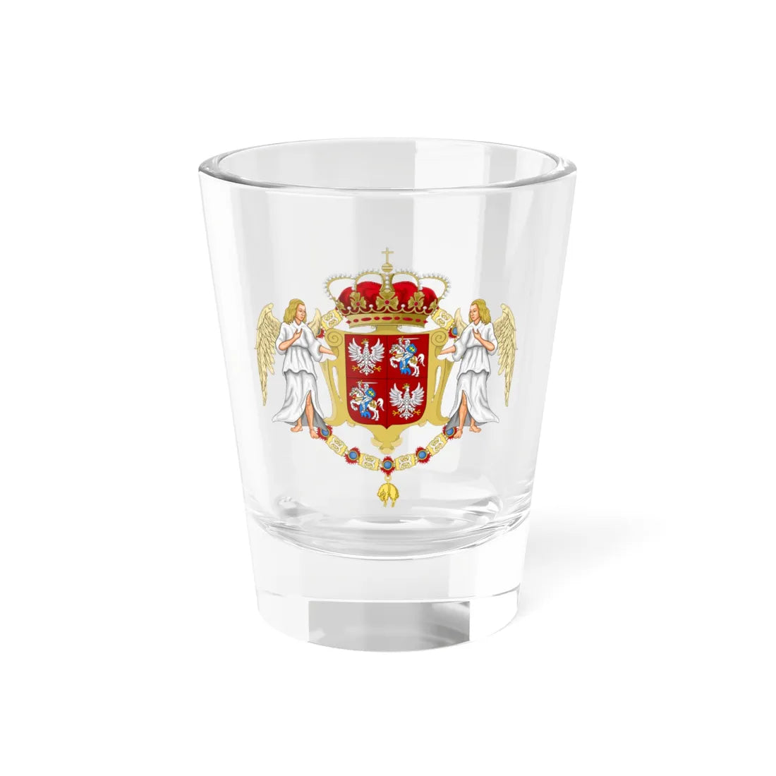 Large coat of arms of polish-lithuanian commonwealth under jagiellon (Lithuania) (Coat of Arms) Shot Glass 1.5oz 1.5oz - Go Mug Yourself