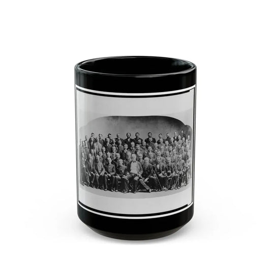 Large Group Of Union Veterans Of The Civil War. Including William Tecumseh Sherman (Front Row, Center), Posed (U.S. Civil War) Black Coffee Mug 15oz - Go Mug Yourself