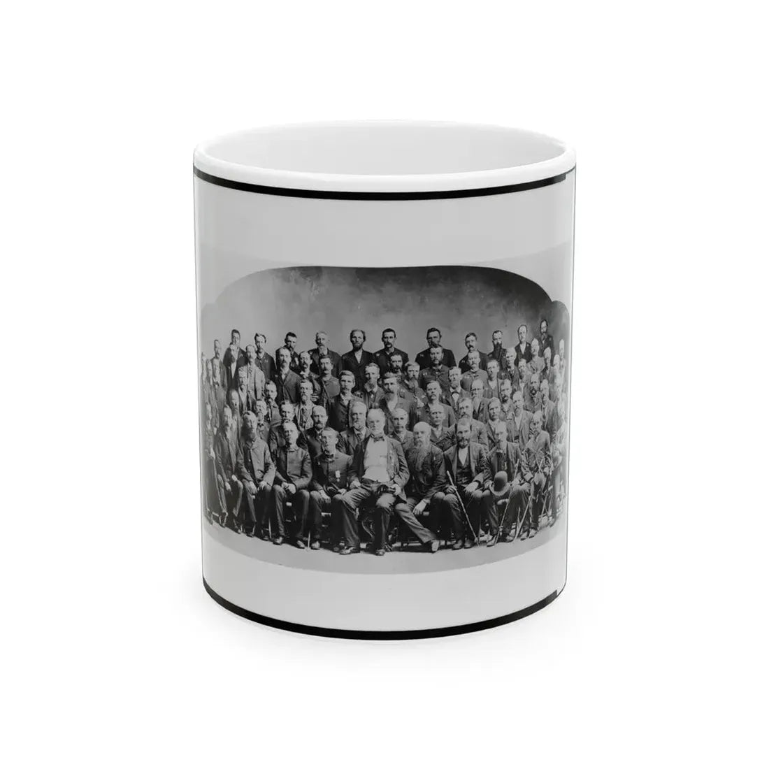 Large Group Of Union Veterans Of The Civil War. Including William Tecumseh Sherman (Front Row, Center), Posed (U.S. Civil War) White Coffee Mug 11oz - Go Mug Yourself