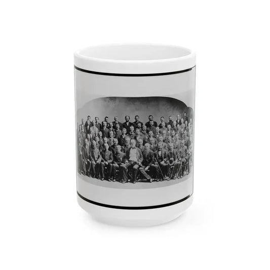 Large Group Of Union Veterans Of The Civil War. Including William Tecumseh Sherman (Front Row, Center), Posed (U.S. Civil War) White Coffee Mug 15oz - Go Mug Yourself