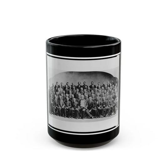 Large Group Of Union Veterans Of The Civil War. Including William Tecumseh Sherman (Front Row, Center), Posed (U.S. Civil War) Black Coffee Mug-15oz-Go Mug Yourself