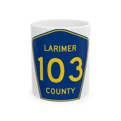 Larimer County 103 (Colorado) (Road Sign) White Coffee Mug 11oz - Go Mug Yourself