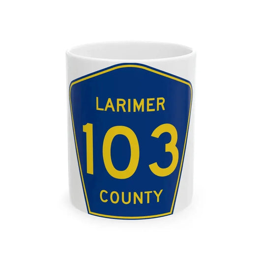 Larimer County 103 (Colorado) (Road Sign) White Coffee Mug 11oz - Go Mug Yourself