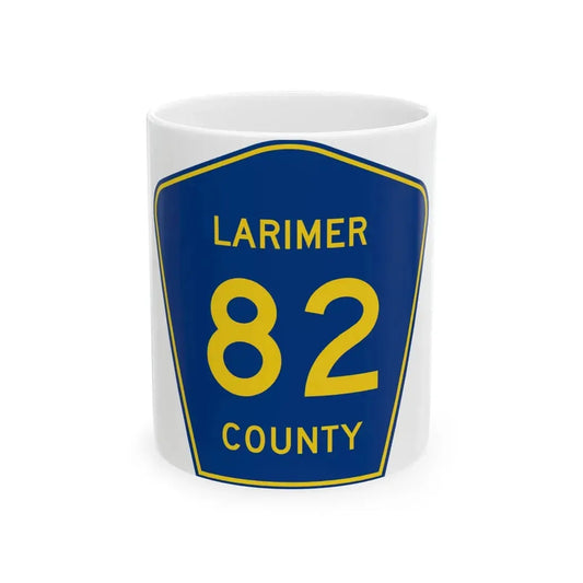 Larimer County 82 (Colorado) (Road Sign) White Coffee Mug 11oz - Go Mug Yourself