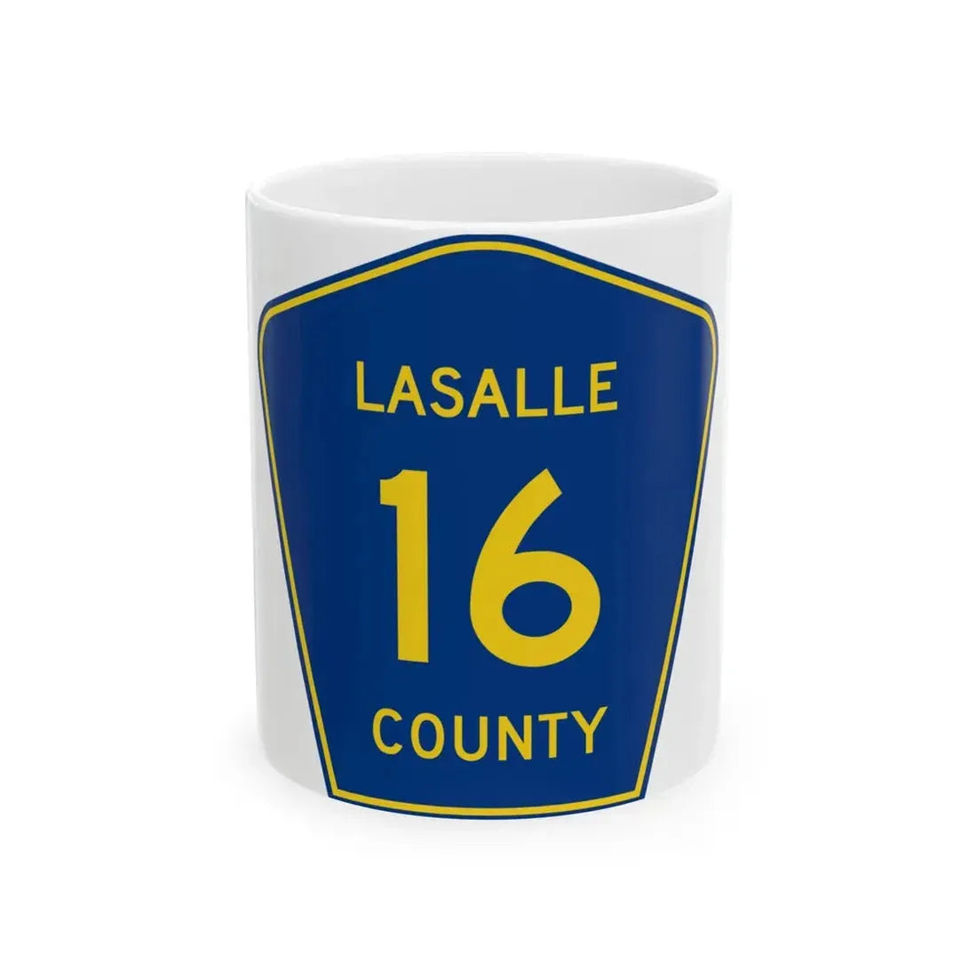 Lasalle County 16 (Illinois) (Road Sign) White Coffee Mug 11oz - Go Mug Yourself