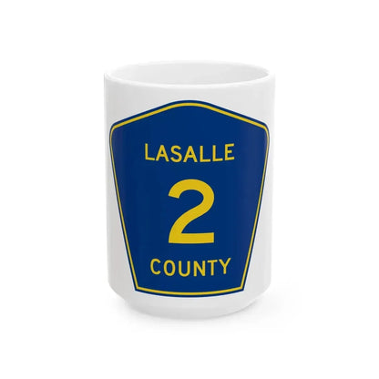 LaSalle County 2 (Illinois) (Road Sign) White Coffee Mug 15oz - Go Mug Yourself