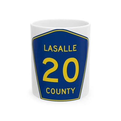 Lasalle County 20 (Illinois) (Road Sign) White Coffee Mug 11oz - Go Mug Yourself