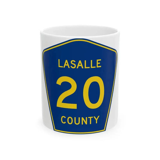 Lasalle County 20 (Illinois) (Road Sign) White Coffee Mug 11oz - Go Mug Yourself