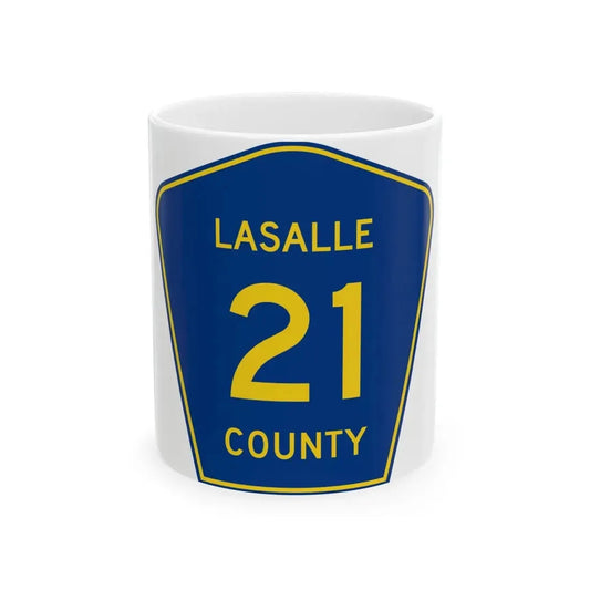 Lasalle County 21 (Illinois) (Road Sign) White Coffee Mug 11oz - Go Mug Yourself