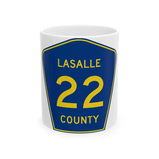 Lasalle County 22 (Illinois) (Road Sign) White Coffee Mug 11oz - Go Mug Yourself