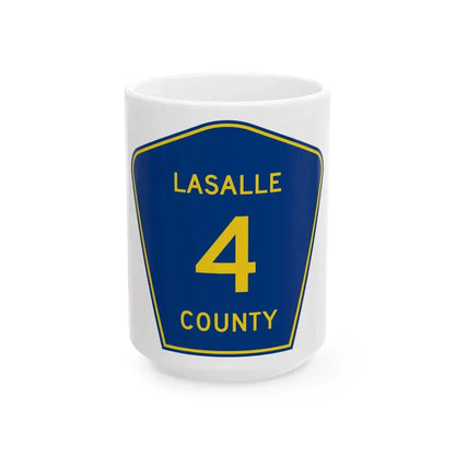 Lasalle County 4 (Illinois) (Road Sign) White Coffee Mug 15oz - Go Mug Yourself