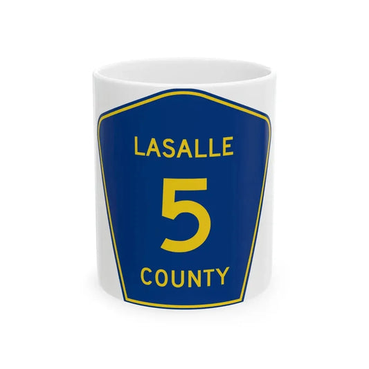 Lasalle County 5 (Illinois) (Road Sign) White Coffee Mug 11oz - Go Mug Yourself