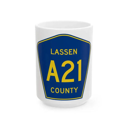 Lassen County A21 (California) (Road Sign) White Coffee Mug 15oz - Go Mug Yourself