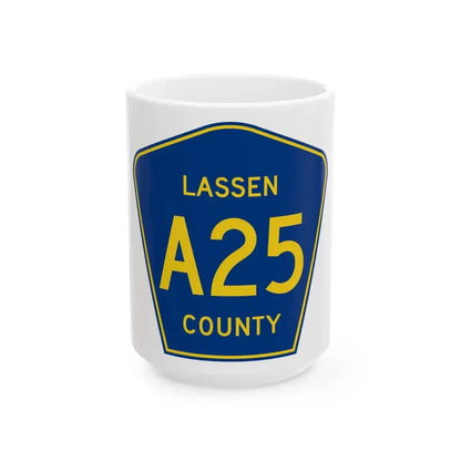 Lassen County A25 (California) (Road Sign) White Coffee Mug 15oz - Go Mug Yourself