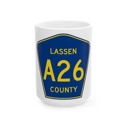 Lassen County A26 (California) (Road Sign) White Coffee Mug 15oz - Go Mug Yourself