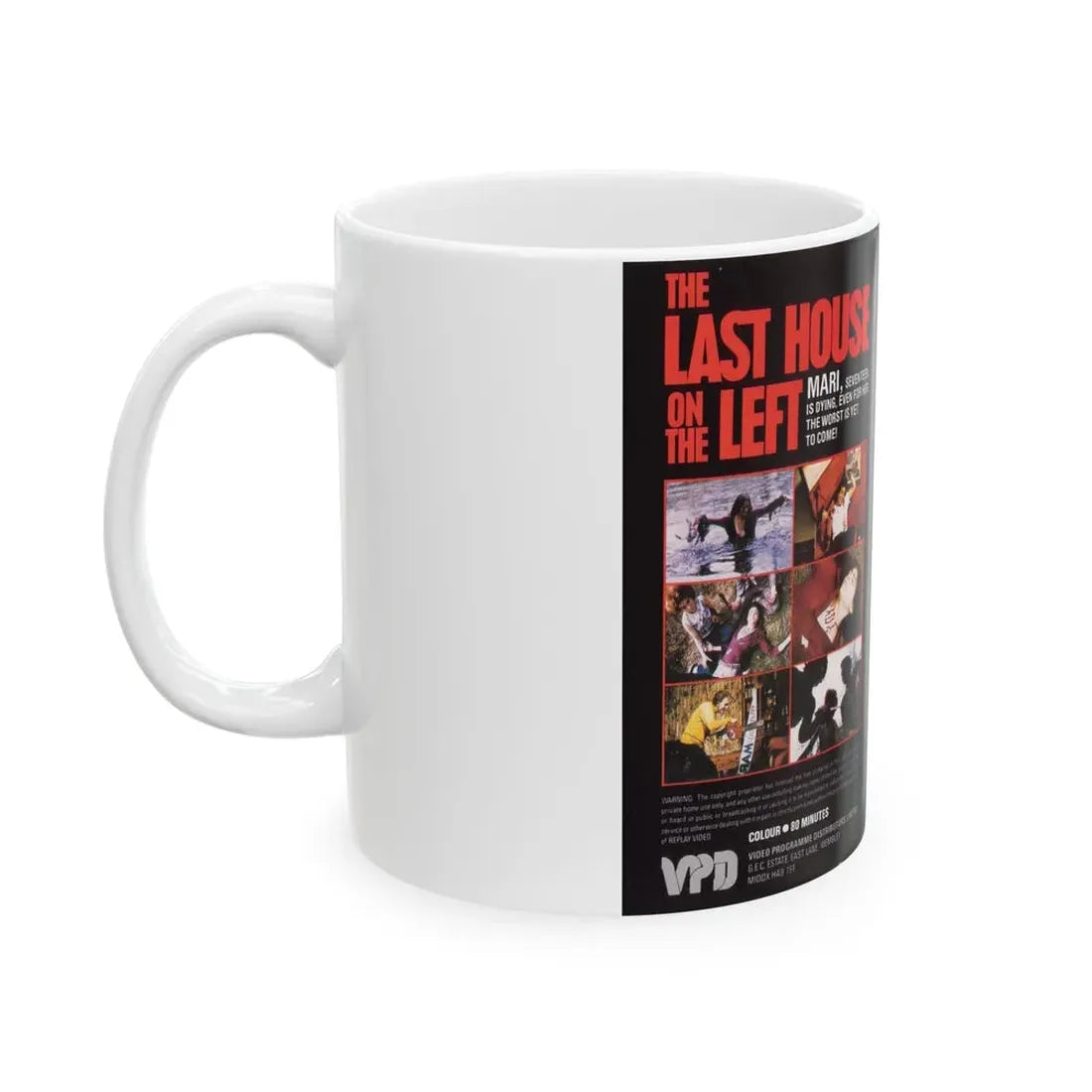 LAST HOUSE ON THE LEFT REPLAY VIDEO (VHS COVER) - White Coffee Mug - Go Mug Yourself