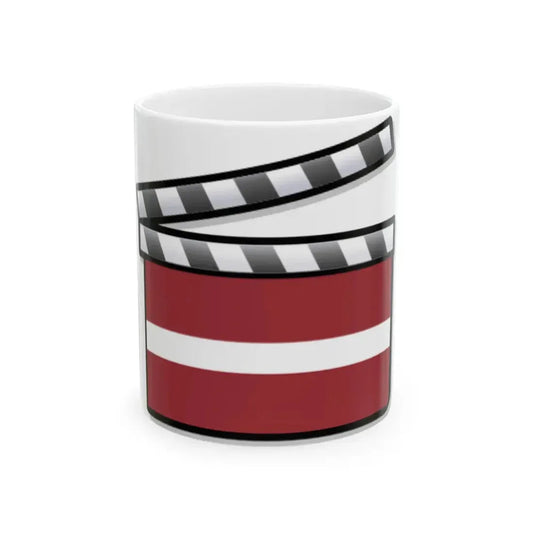 Latvia film clapperboard (Latvia) White Coffee Mug 11oz - Go Mug Yourself