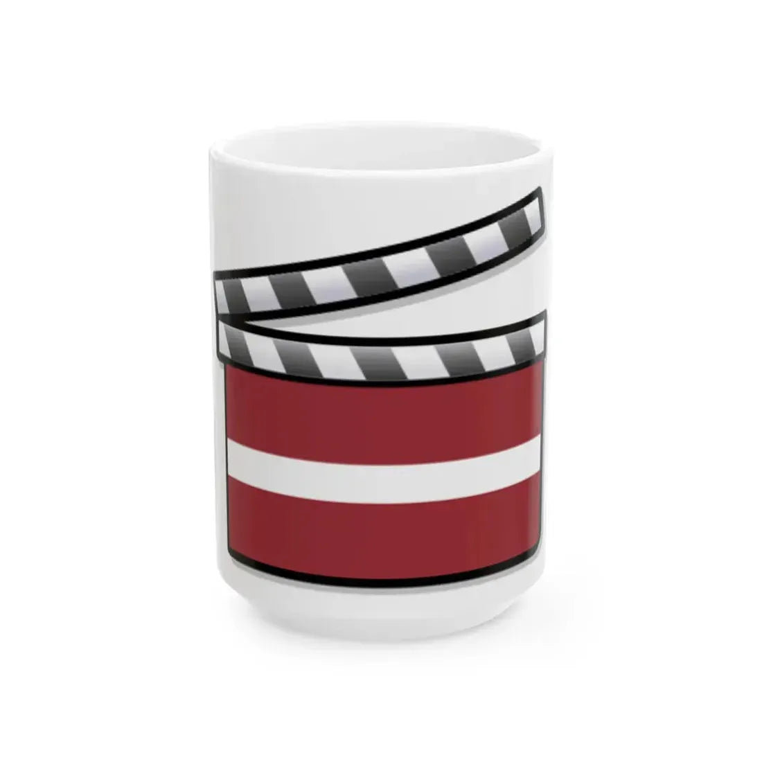 Latvia film clapperboard (Latvia) White Coffee Mug 15oz - Go Mug Yourself