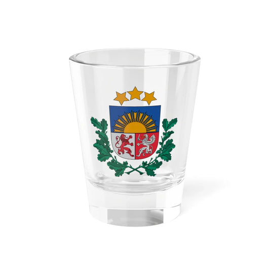Latvijas Republikas papildinātais mazais ģerbonis (Latvia) (Coat of Arms) Shot Glass 1.5oz 1.5oz - Go Mug Yourself