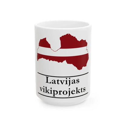 Latvijas vikiprojekta logo (Latvia) White Coffee Mug 15oz - Go Mug Yourself