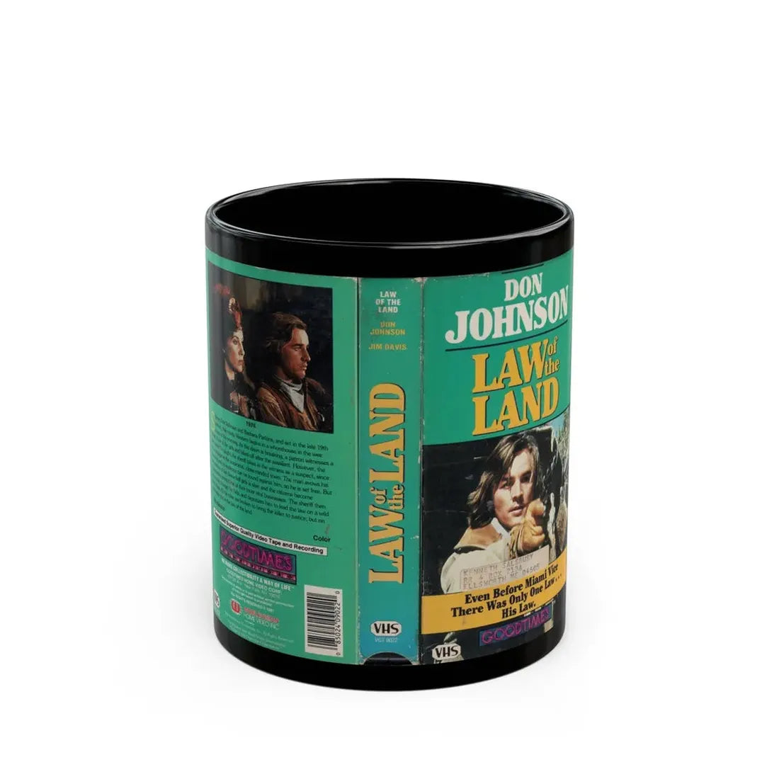 LAW OF THE LAND DON JOHNSON (VHS COVER) - Black Coffee Mug 11oz - Go Mug Yourself
