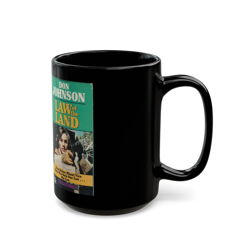 LAW OF THE LAND DON JOHNSON (VHS COVER) - Black Coffee Mug-Go Mug Yourself