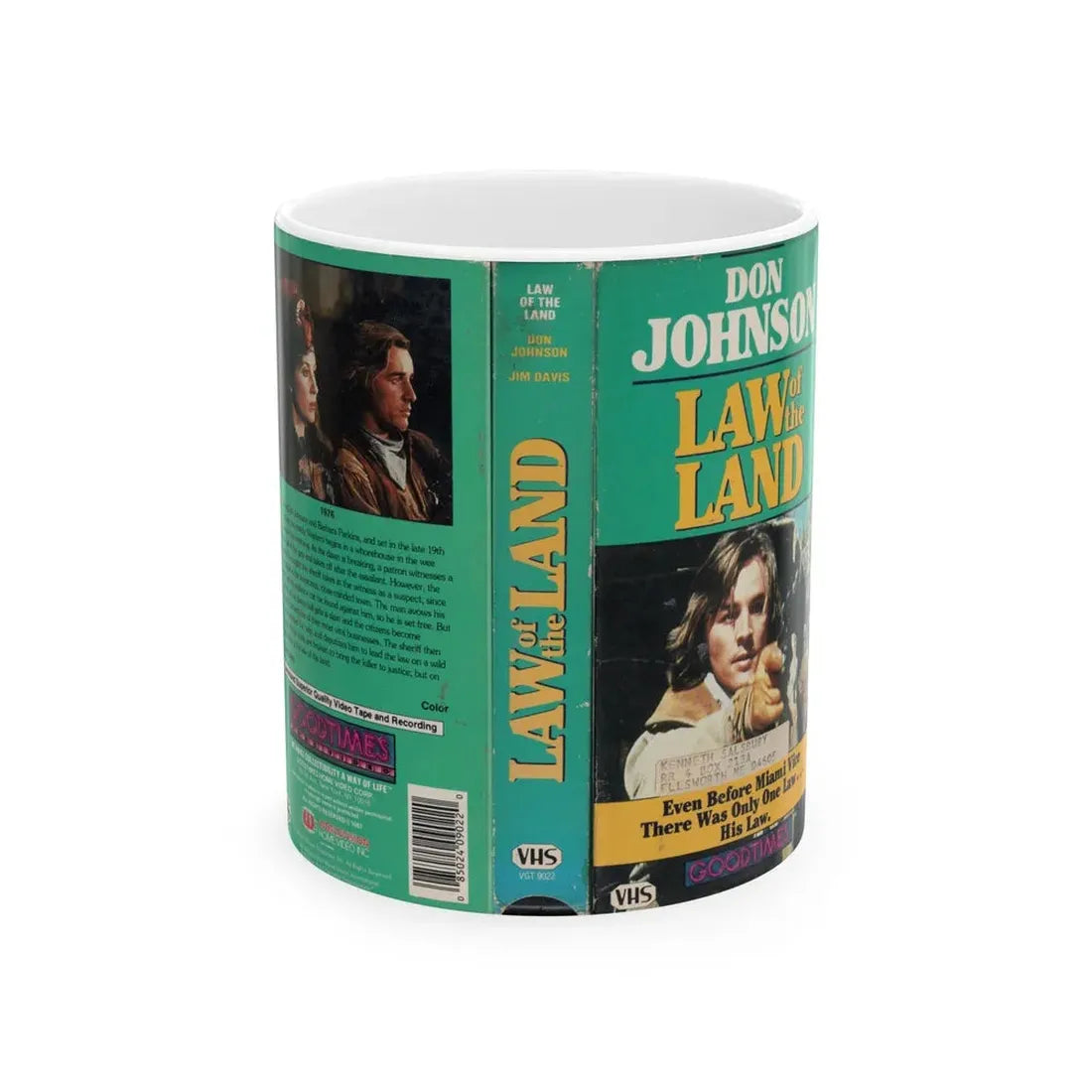 LAW OF THE LAND DON JOHNSON (VHS COVER) - White Coffee Mug 11oz - Go Mug Yourself
