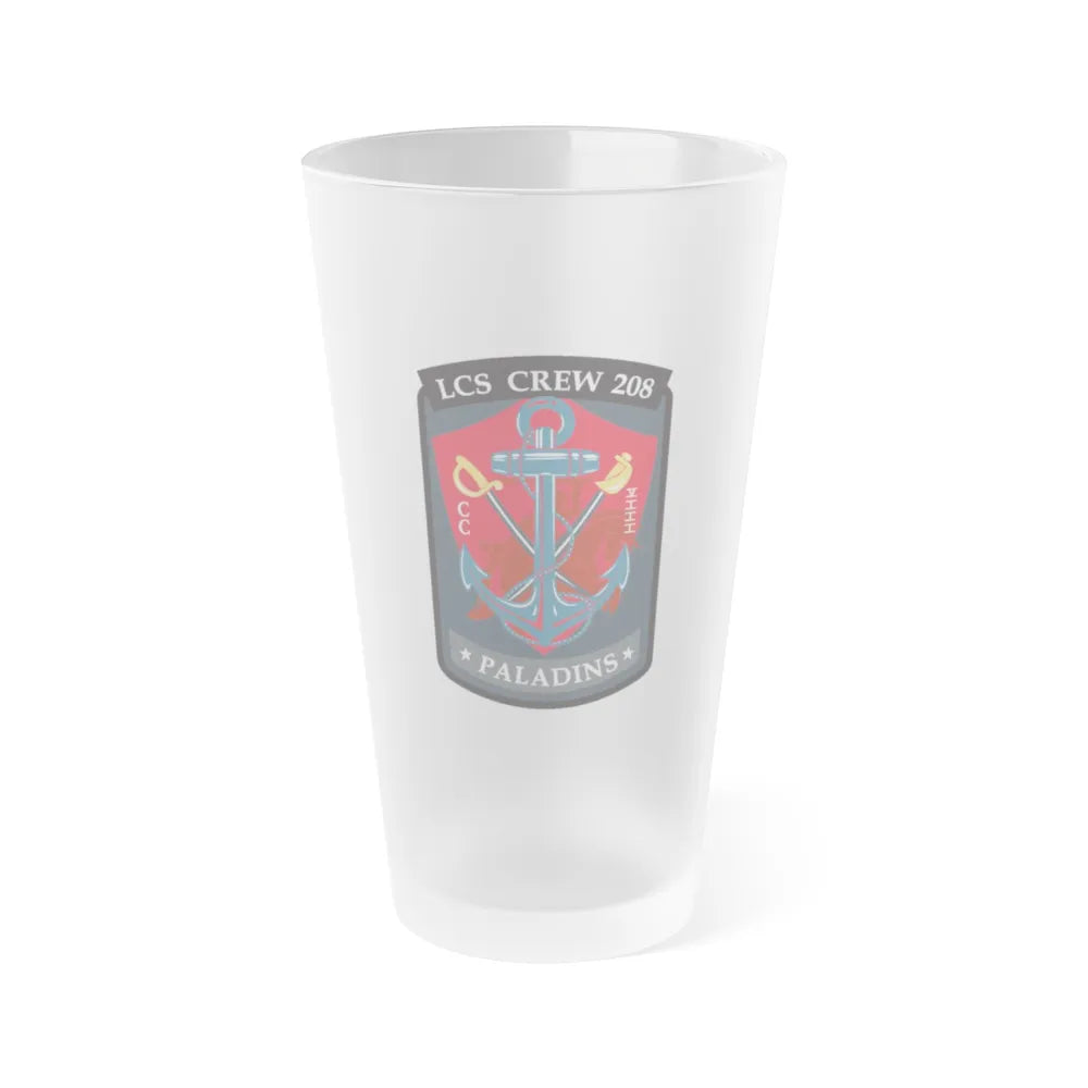 LCS CREW 208 (U.S. Navy) Frosted Pint Glass 16oz-Go Mug Yourself