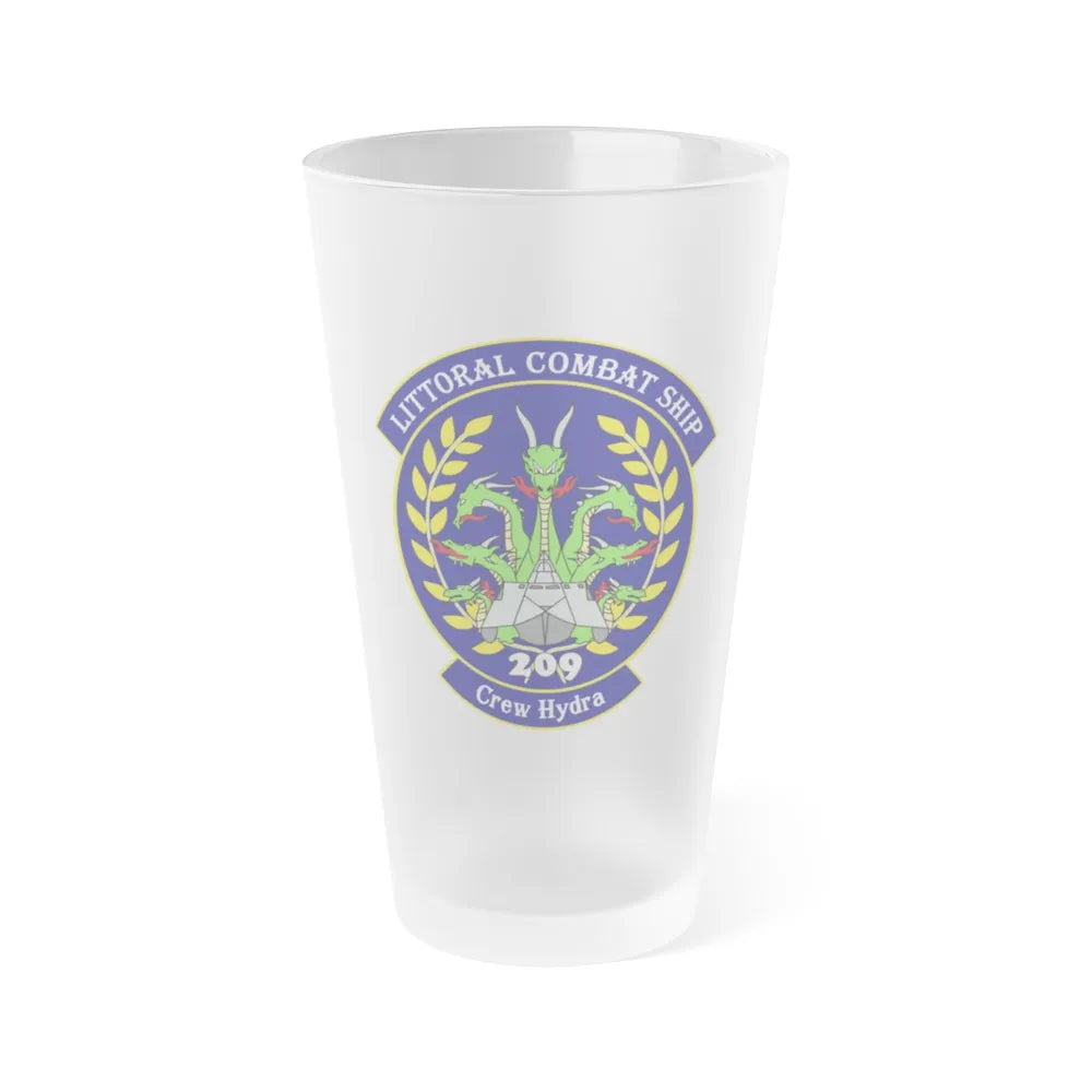 LCS Littoral Combat Ship Crew Hydra (U.S. Navy) Frosted Pint Glass 16oz-Go Mug Yourself