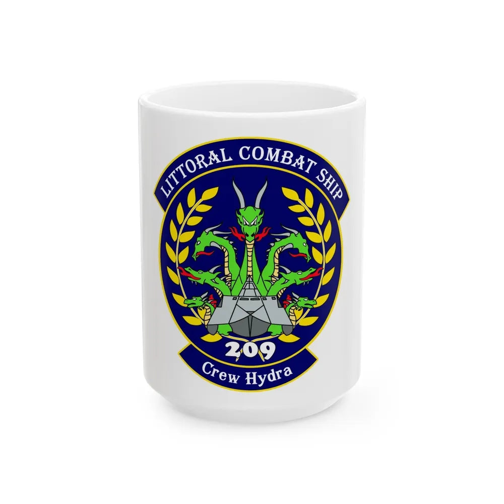 LCS Littoral Combat Ship Crew Hydra (U.S. Navy) White Coffee Mug-15oz-Go Mug Yourself