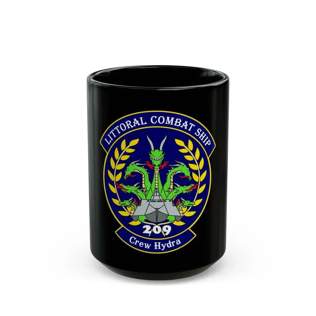 LCS Littoral Combat Ship Crew Hydra (U.S. Navy) Black Coffee Mug 15oz - Go Mug Yourself