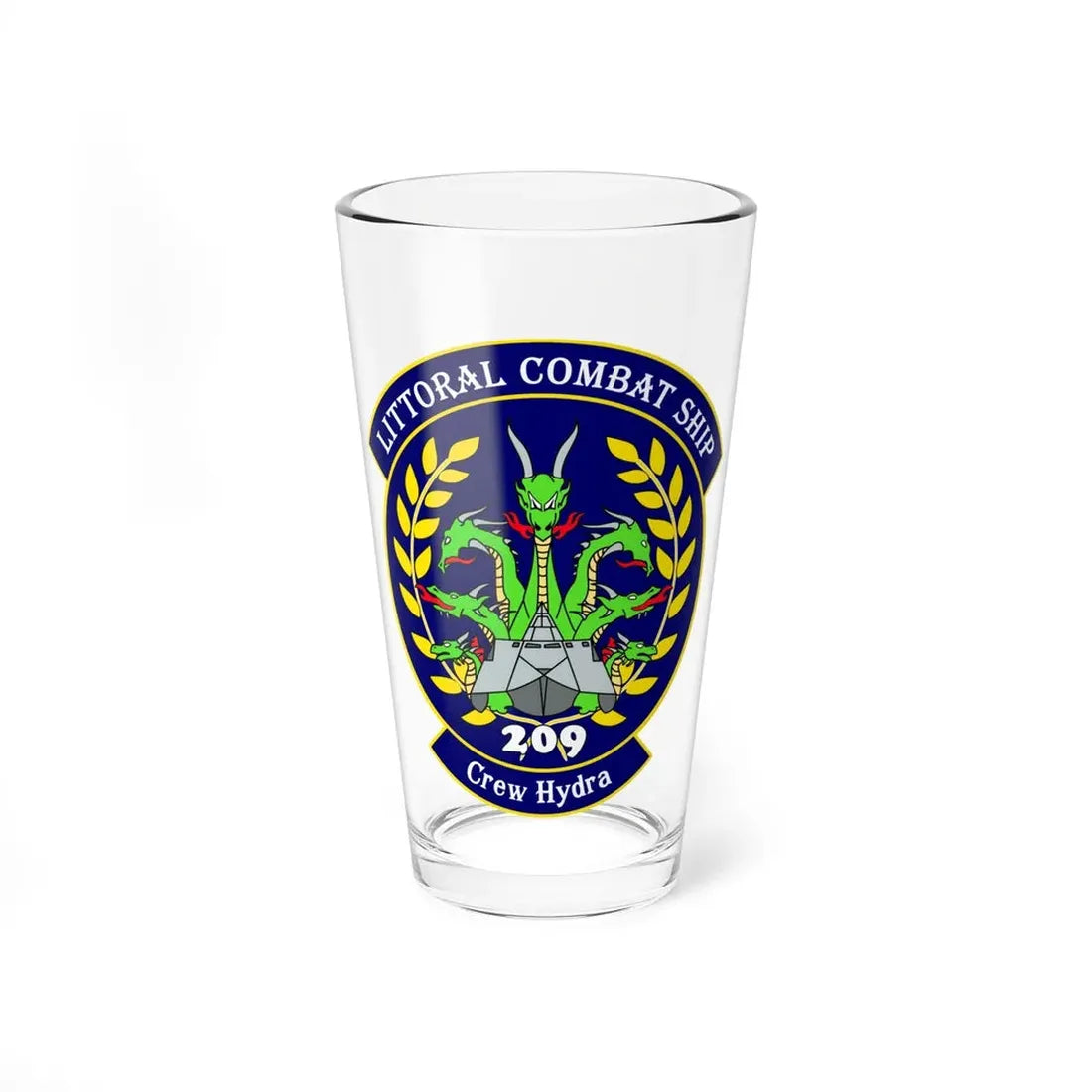 LCS Littoral Combat Ship Crew Hydra (U.S. Navy) Pint Glass 16oz 16oz - Go Mug Yourself