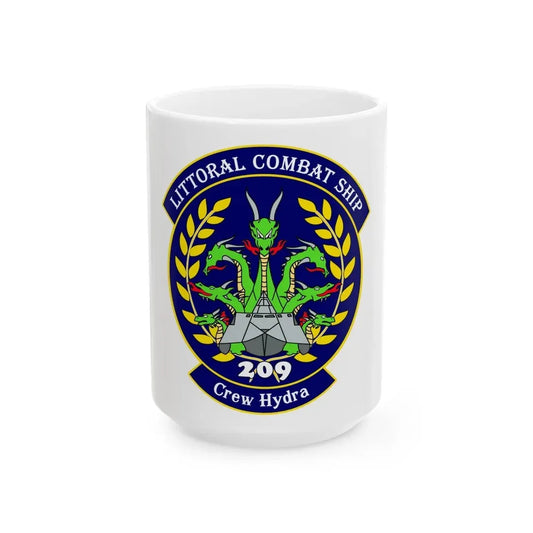 LCS Littoral Combat Ship Crew Hydra (U.S. Navy) White Coffee Mug 15oz - Go Mug Yourself