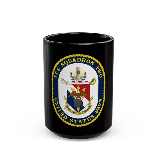 LCS Littoral Combat Ship LCS Squadron TWO (U.S. Navy) Black Coffee Mug-15oz-Go Mug Yourself