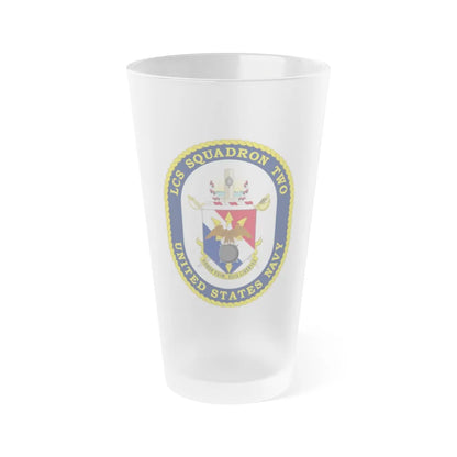 LCS Littoral Combat Ship LCS Squadron TWO (U.S. Navy) Frosted Pint Glass 16oz-Go Mug Yourself