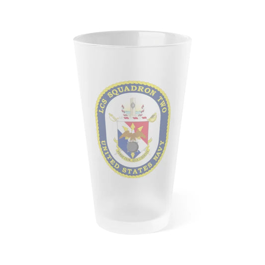 LCS Littoral Combat Ship LCS Squadron TWO (U.S. Navy) Frosted Pint Glass 16oz-Go Mug Yourself