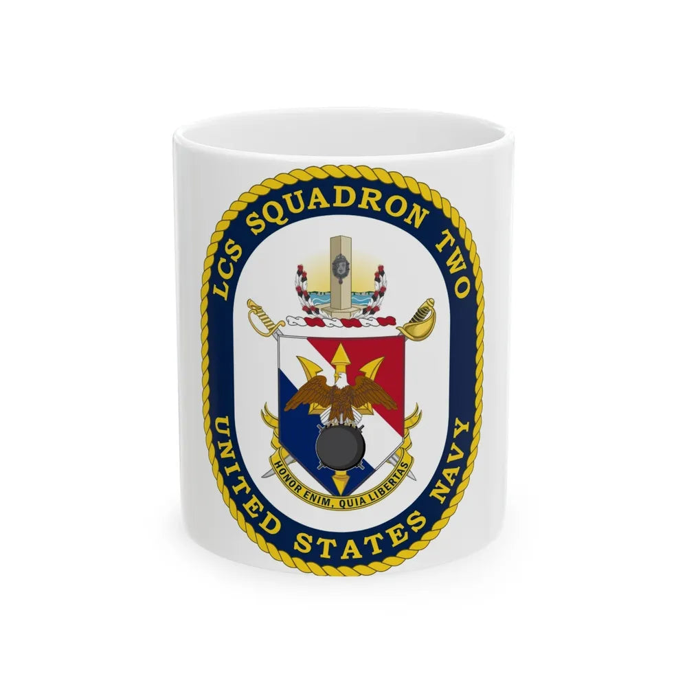 LCS Littoral Combat Ship LCS Squadron TWO (U.S. Navy) White Coffee Mug-11oz-Go Mug Yourself