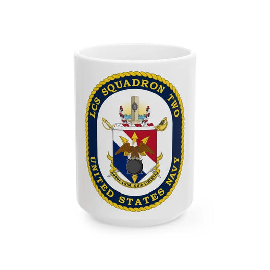 LCS Littoral Combat Ship LCS Squadron TWO (U.S. Navy) White Coffee Mug-15oz-Go Mug Yourself