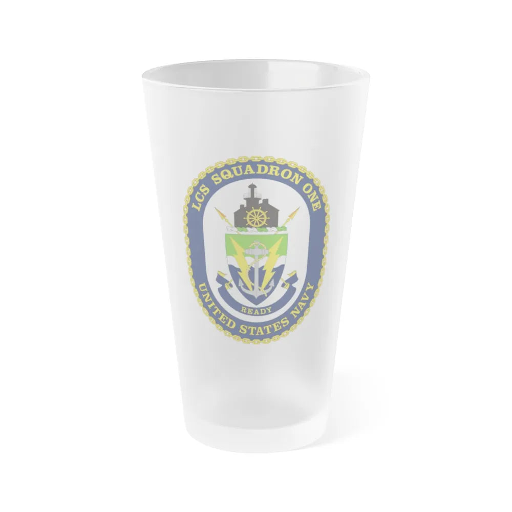 LCS Squadron One Littoral Combat Ship (U.S. Navy) Frosted Pint Glass 16oz-Go Mug Yourself